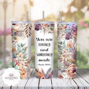 Psalm 139:14 Skinny Tumbler Sublimation Design (Digital Download)