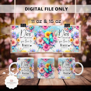 Frases religiosas Mug Wrap 11/ 15 oz - Modelos de sublimação de caneca com verso da Bíblia em espanhol - Wrap de caneca religiosa - Mug PNG - Instant Download