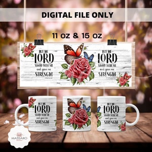 Bibel-Vers-Becher-Verpackung: Religiöses Blumenmuster (Digitaler Download)