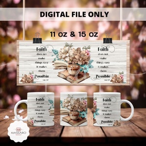 Glauben Bibel Vers 11 & 15 Unzen Becher Wrap - Glaube Bibel Vers Kaffeetasse Sublimation Vorlagen 11 15 Unzen Becher Wrap - Becher PNG - Instant Download