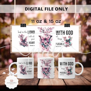 Bible Verse 11 & 15 Oz Mug Wrap - Bible Verse Coffee Mug Sublimation Templates - Religious 11 15 Oz Mug Wrap - Mug PNG - Instant Download