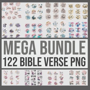 122 Christian Bible Verse PNG Bundle: Sublimation Quotes (Instant Download)