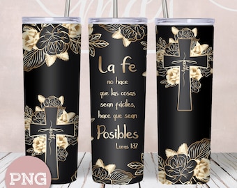 Verset de la Bible de la foi espagnole 20 oz, sublimation de gobelet maigre - Lucas 1:37 - modèles droits/coniques PNG - gobelet enveloppant complet - téléchargement immédiat