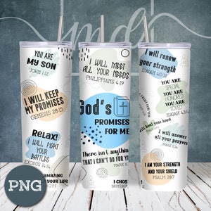 Gods beloften voor mij 20oz magere beker sublimatie - bijbelvers voor mannen beker wrap - religieuze beker PNG - direct downloaden