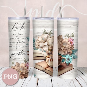 Sublimación de vaso delgado de 20 oz del versículo bíblico de la fe española, Lucas 1:37, Diseños rectos/cónicos PNG, Vaso envolvente completo, Descarga instantánea