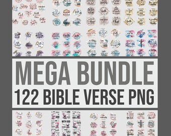 122 Christian Bible Verse PNG Bundle: Sublimation Quotes (Instant Download)