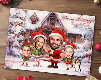 Funny Family Christmas Card: Custom Pet Illustration (Digital Download)