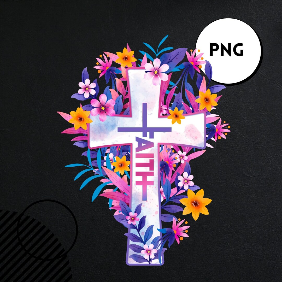 Faith Cross PNG Faith Cross With Watercolor Flowers PNG Faith Cross