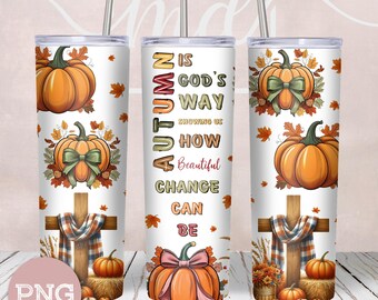 Christian Fall Tumbler Wrap: Autumn Pumpkin Design (PNG Digital Download)