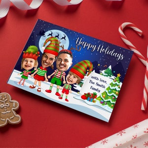 Personalized Family Christmas Card | Funny Photo Christmas Card - DIGITAL FILE | Custom Family Funny Illustration | with pets