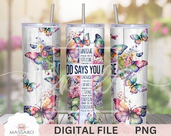 God Says You Are Cross Tumbler Sublimation Design (PNG Digital Download)