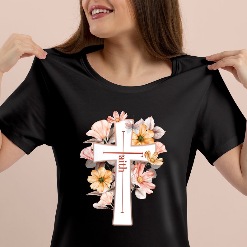 Faith Cross PNG Faith Cross With Watercolor Flowers PNG - Etsy