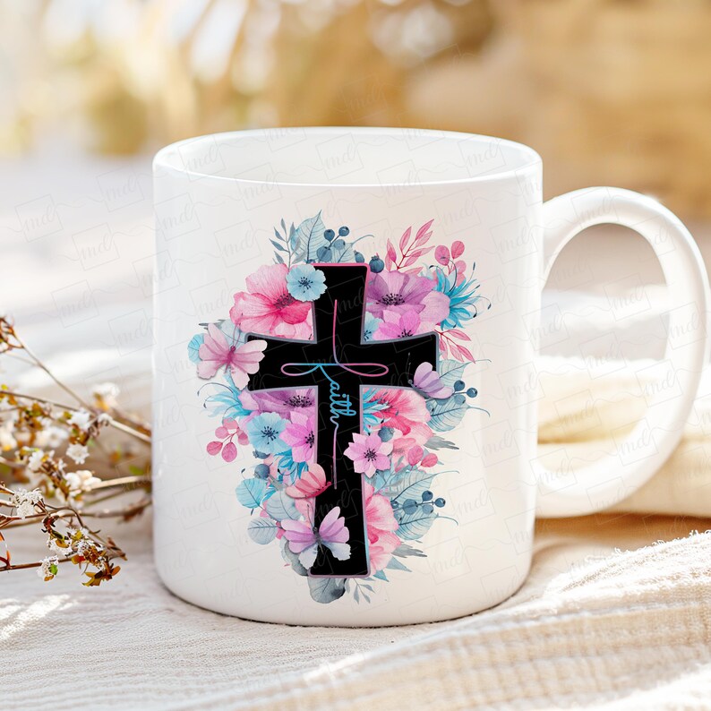 faith cross watercolor png - faith cross flower sublimation