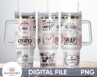 Christian Tumbler Wrap: Bible Verse 40oz Quencher PNG (Digital File)
