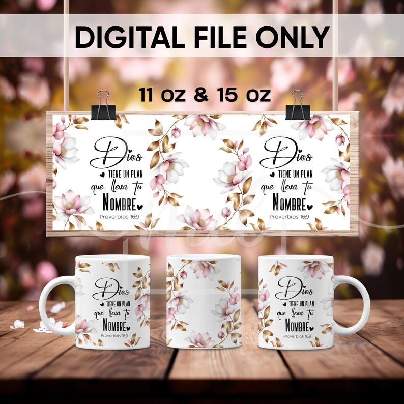 Frases religiosas Mug Wrap 11/ 15 oz, Spanish Bible Verse Mug Sublimation Templates, Religious Mug Wrap, Mug PNG