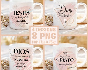 Spanish Bible Verse Mug Wrap: Religious Mug PNG (Digital Download)
