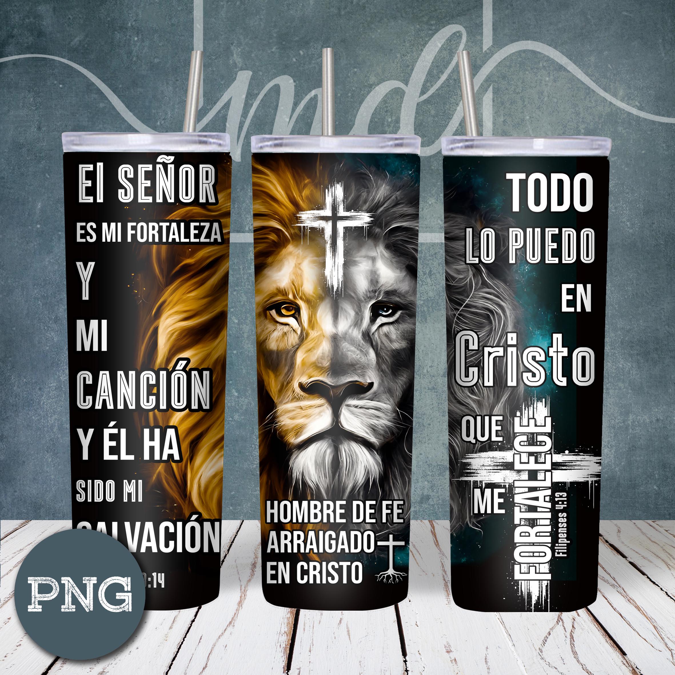 Hombre De Fe Arraigado En Cristo 20oz Skinny Tumbler Sublimation - Spanish Bible Verse Tumbler Wrap - Full Wrap Tumbler - Instant Download