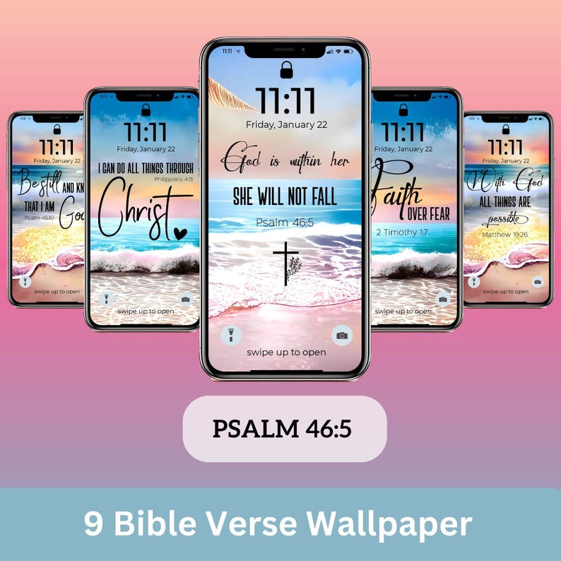 Bible Verse Phone Wallpapers: Christian Scripture, Ocean Art (PNG ...