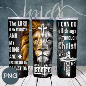 Christian Tumbler Wrap: Man Of Faith, Bible Verse 20oz (PNG)