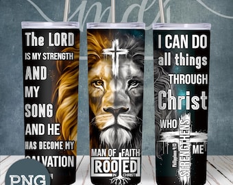Christian Tumbler Wrap: Man Of Faith, Bible Verse 20oz (PNG)