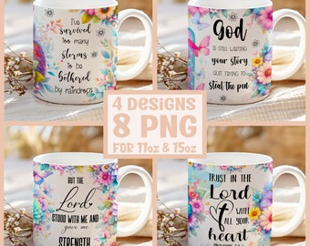 Bible Verse Coffee Mug PNG Bundle: Christian Sublimation (11 & 15 oz)