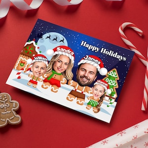 Personalized Gingerbread Family Christmas Card | Funny Photo Christmas Card - DIGITAL FILE | Custom Family Funny Illustration | with pets
