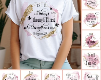Christian Bible Verse PNG Bundle: Religious T-shirt Design (Digital Download)