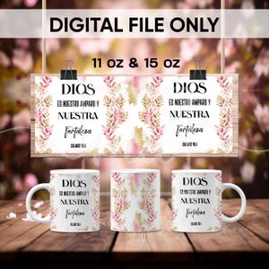Frases religiosas Mug Wrap 11/ 15 oz, Spanish Bible Verse Mug Sublimation Templates, Religious Mug Wrap, Mug PNG