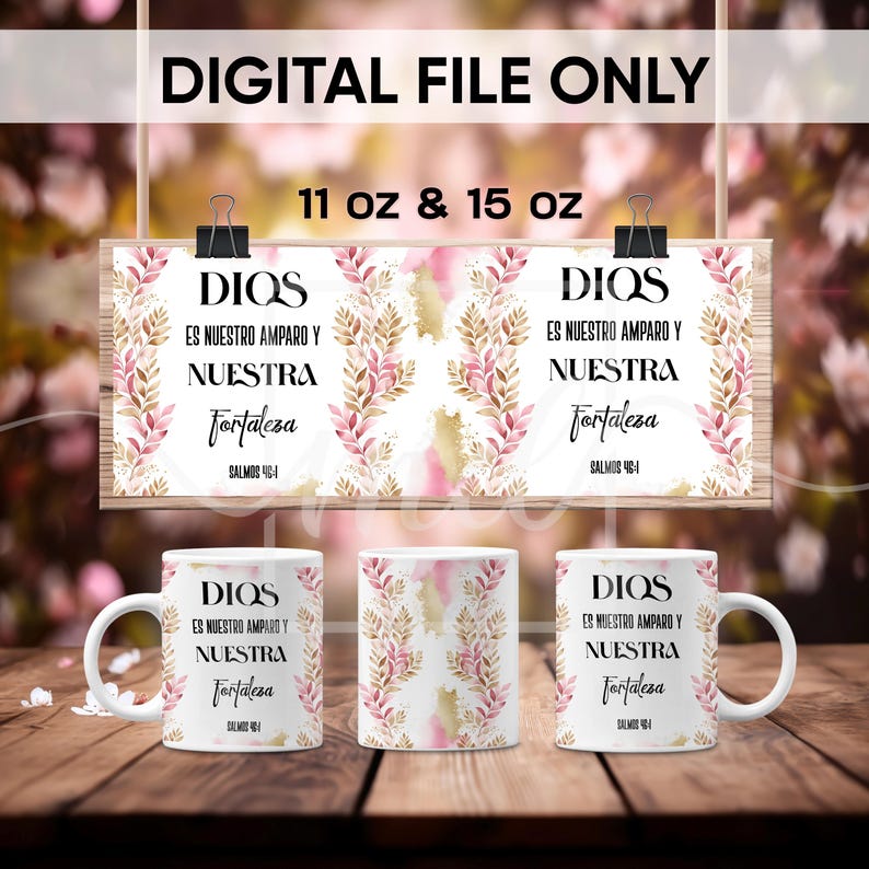 Frases religiosas Mug Wrap 11/ 15 oz, Spanish Bible Verse Mug Sublimation Templates, Religious Mug Wrap, Mug PNG
