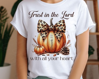 Fall Christian PNG: ヒョウ柄カボチャのリボンデザイン（即時ダウンロード）