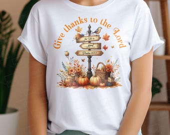 Fall Christian PNG: Give Thanks To The Lord, Bible Verse (Instant Download)