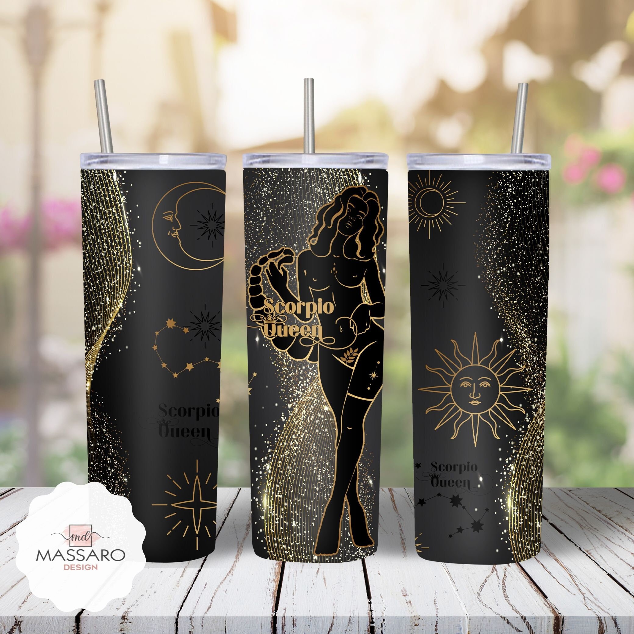 スコーピオ・クイーン・タンブラー昇華デザイン：20オンス スキニー