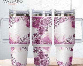 Watercolor Roses 40oz Tumbler Wrap: Floral PNG (Digital Download)