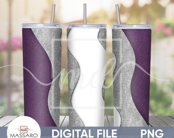 Purple Glitter Tumbler Sublimation Design: 20oz Skinny Tumbler PNG (Digital Download)