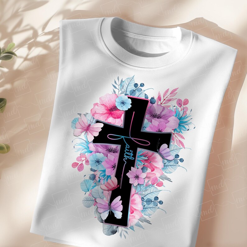 faith cross watercolor png - faith cross flower sublimation