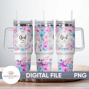 Envoltura cristiana para vasos: Diseño floral con versículos bíblicos (archivo digital)