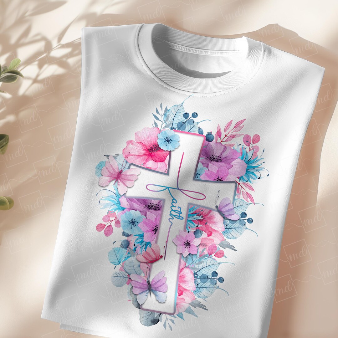 Faith Cross PNG Faith Cross With Watercolor Flowers PNG Faith Cross