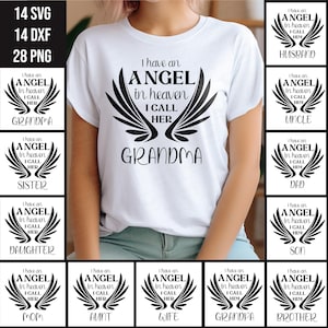 Tengo un paquete SVG/ DXF/ PNG de ángel en el cielo - Paquete SVG en memoria - Memorial Svg - ClipArt - Cortar archivo Cricut - Silueta.
