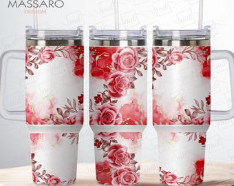 Watercolor Roses 40oz Tumbler Wrap: Floral PNG (Digital Download)