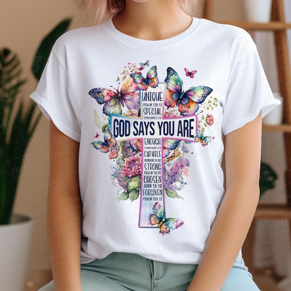 Watercolor Flowers Cross PNG: Christian Bible Verse (Digital Download)