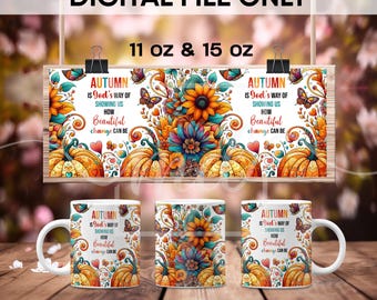 Christian Fall Mug Wrap: Autumn Quote PNG (Digital Download)