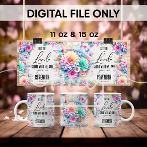 Bible Verse Coffee Mug PNG - 2 Timothy 4:17 Мug Wrap - Religious Coffee Mug Sublimation Templates - Christian Mug Wrap - 11/15 oz Mug PNG