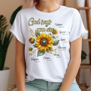 God Says You Are PNG - Bible Verse with Watercolor Sunflower PNG - Christian Sublimation - Instant Download