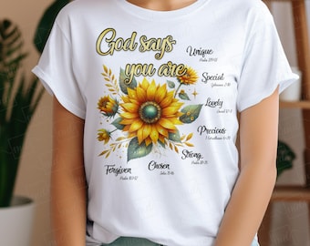 Watercolor Sunflower Bible Verse PNG - Christian Sublimation (Instant Download)