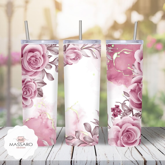 Pink and White Roses Sublimation 20 oz Skinny Tumbler Design Pack - Di–  Craft Your Happy Shop