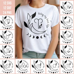 Tous les signes du zodiaque SVG/DXF/PNG - Svg astrologique - tous les signes du zodiaque Svg - astrologie Svg - fichier coupe Cricut - Silhouette.