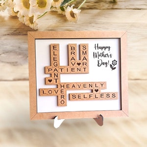 Mother's Day Crossword Puzzle Sign, Mothers Sign svg, Mom appreciation sign svg, Mother's day gift svg,   Glowforge files, Laser Cut Files