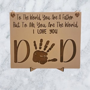 Father&#39;s Day Handprint Sign svg, Dad quote sign svg, Keepsake for Dad, Kids Handprint svg, Father&#39;s Day Sign svg, Glowforge, Laser Cut Files