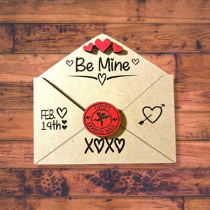 Carta de amor del día de San Valentín svg, Sobre del día de San Valentín svg, Titular de la tarjeta de regalo del día de San Valentín svg, Carta de cupidos, Glowforge, Archivos cortados con láser