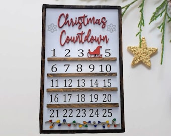 Cuenta regresiva de Navidad svg, letrero de Navidad svg, Adviento svg, Feliz Navidad svg, Archivos cortados con láser, Días hasta Navidad svg, Archivos Glowforge